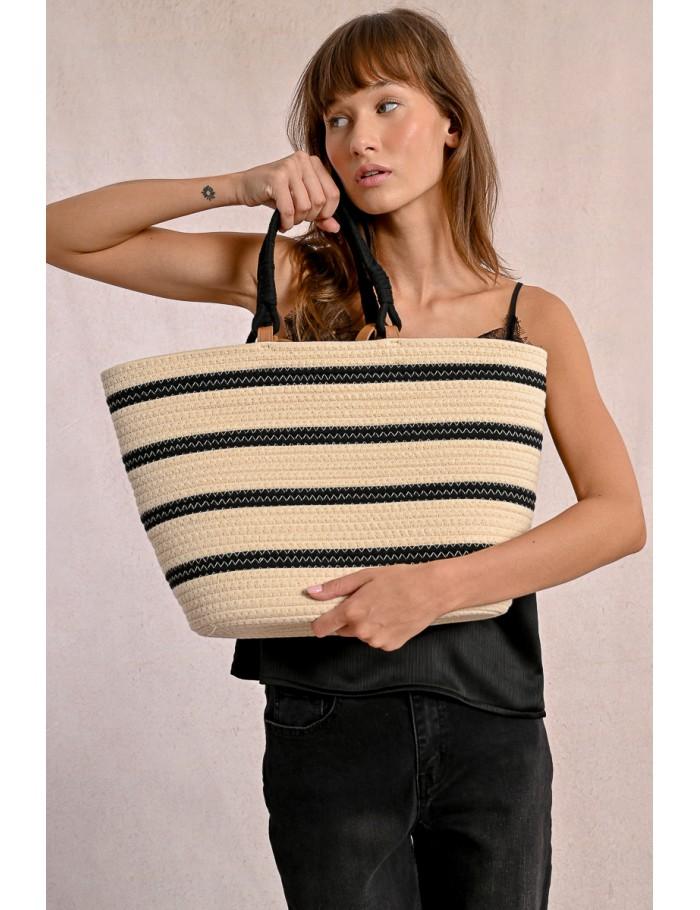 Lili Sidonio X Molly Bracken Sac Panier Rayé ÉCRU