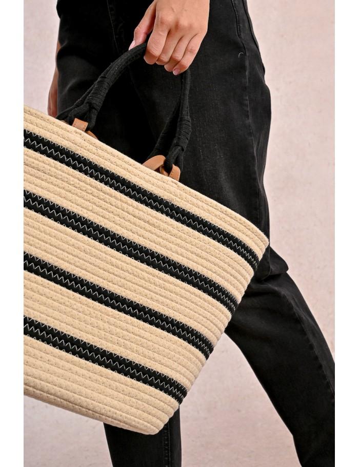 Lili Sidonio X Molly Bracken Sac Panier Rayé ÉCRU