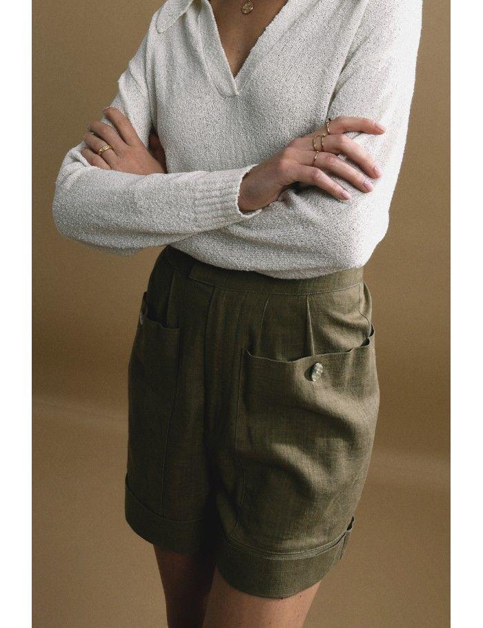 Lili Sidonio X Molly Bracken Short En Lin KAKI