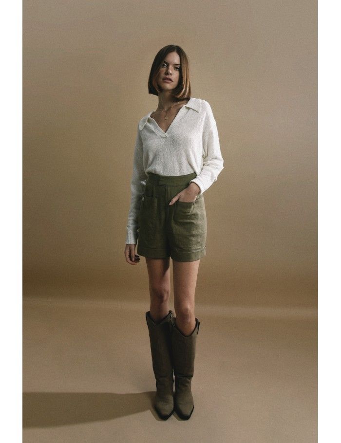 Lili Sidonio X Molly Bracken Short En Lin KAKI