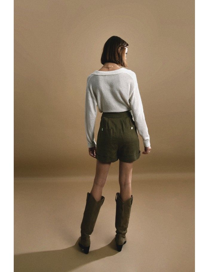 Lili Sidonio X Molly Bracken Short En Lin KAKI