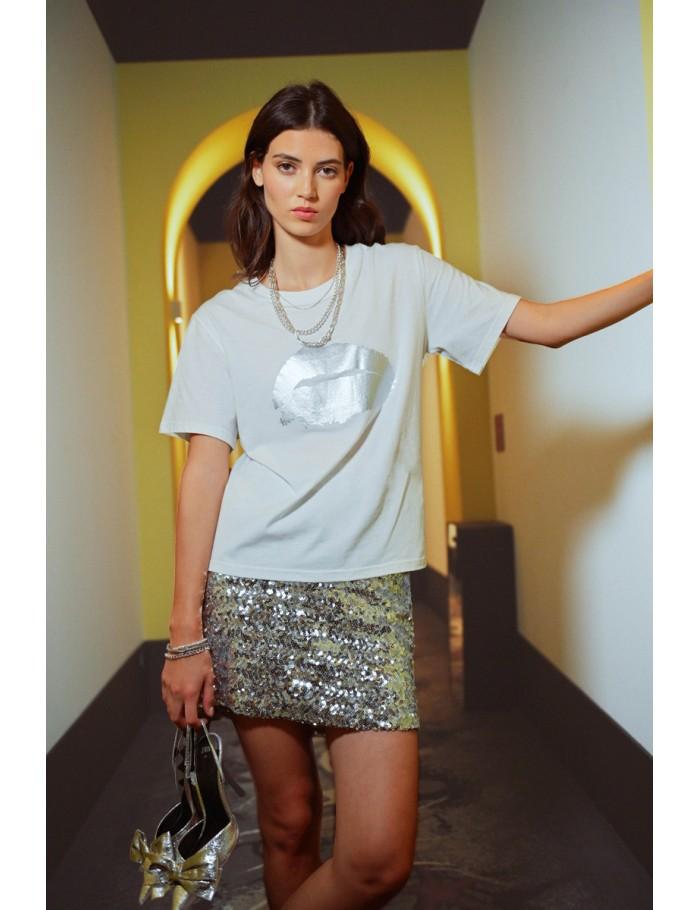 lili sidonio x molly bracken T shirt bouche ÉCRU