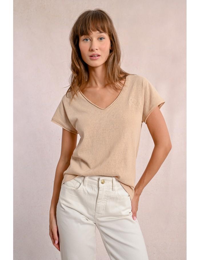 lili sidonio x molly bracken T shirt col V BEIGE lili sidonio x molly bracken T shirt col V BEIGE
