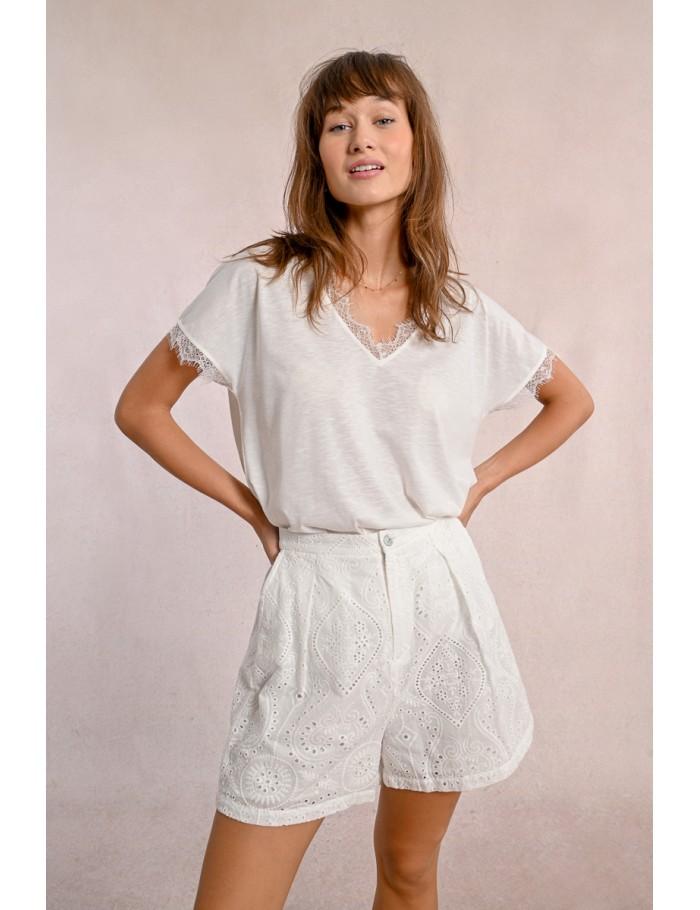 lili sidonio x molly bracken T shirt dentelé BLACK