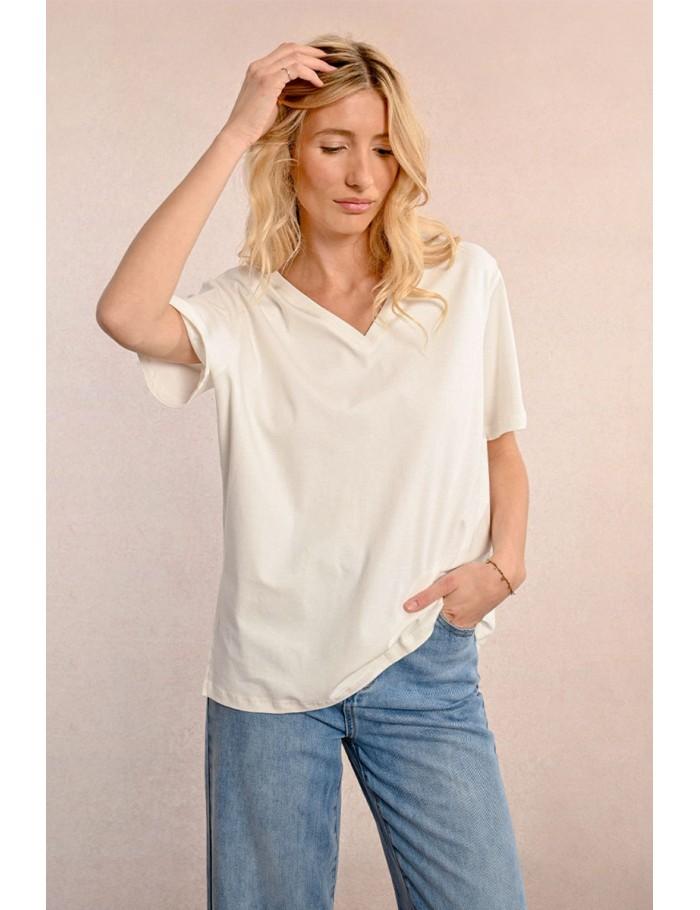 Lili Sidonio X Molly Bracken Tee Shirt Col V WHITE