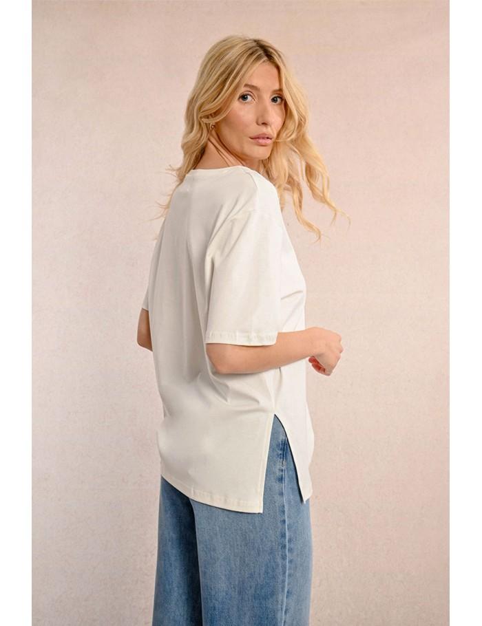 lili sidonio x molly bracken Tee shirt col V WHITE