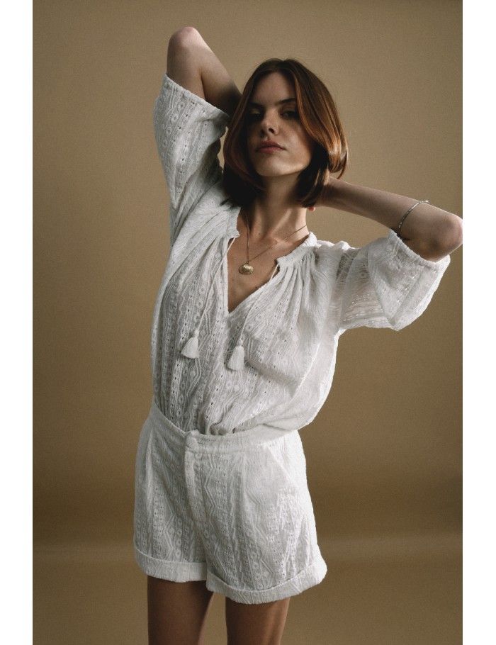 lili sidonio x molly bracken Top en dentelle ÉCRU