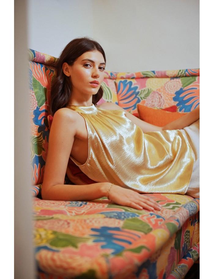 Lili Sidonio X Molly Bracken Top Satiné Plissé OR