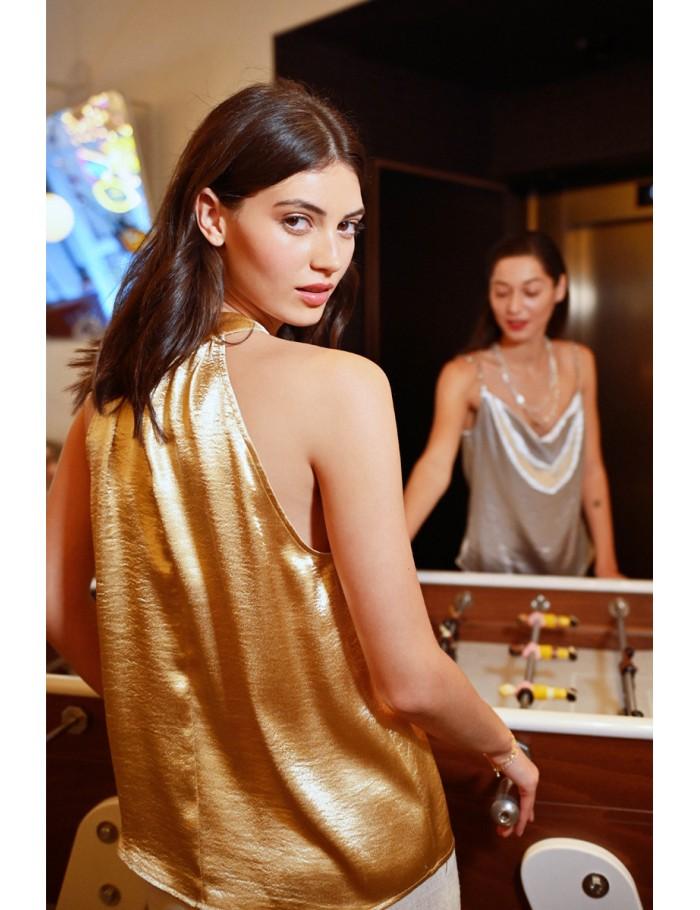 Lili Sidonio X Molly Bracken Top Satiné Plissé OR