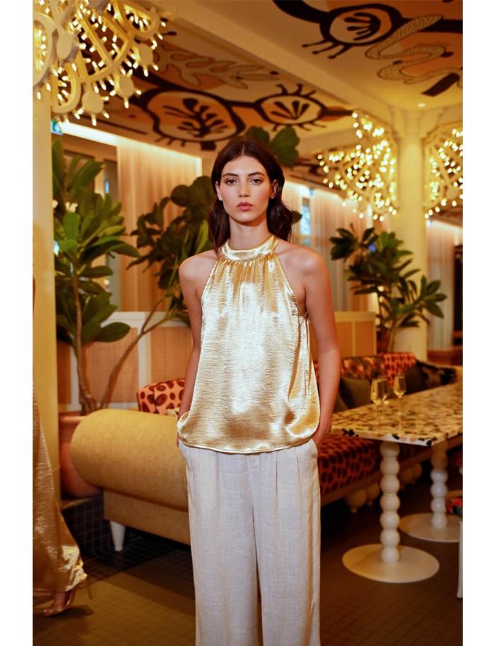 lili sidonio x molly bracken Top satiné plissé OR