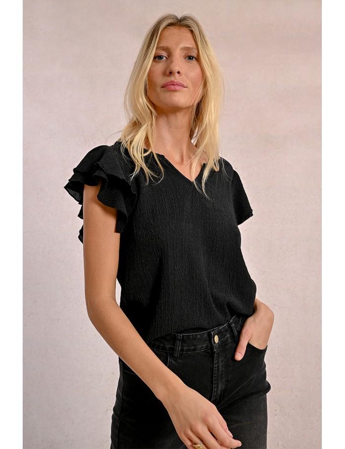 lili sidonio x molly bracken Top volanté BLACK