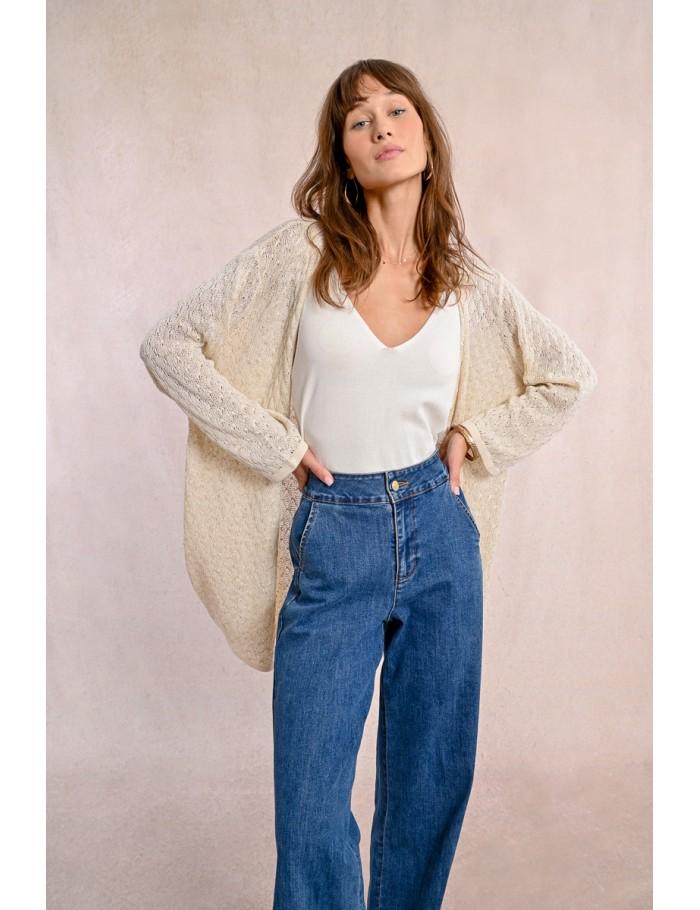 lili sidonio x molly bracken Long gilet en maille manches longues GOLDEN BEIGE