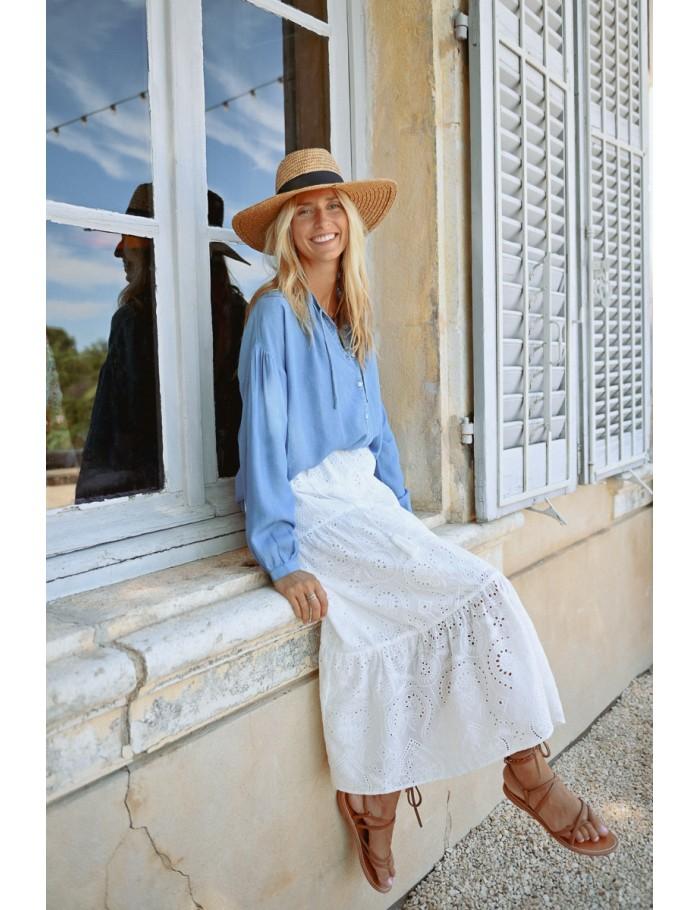 Lili Sidonio X Molly Bracken Longue Jupe Bohème Ajourée WHITE