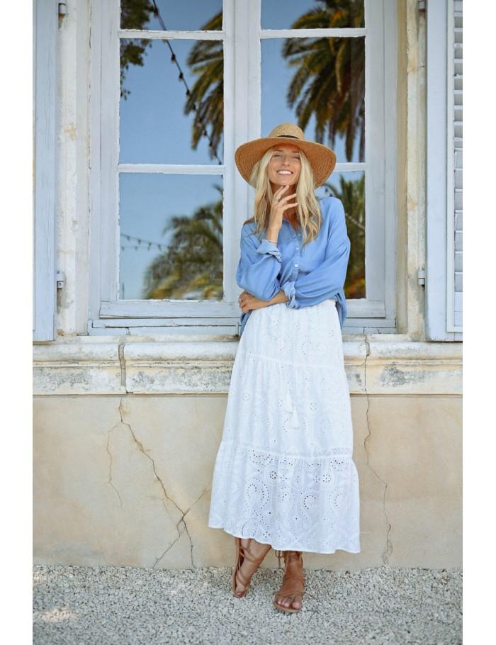 Lili Sidonio X Molly Bracken Longue Jupe Bohème Ajourée WHITE