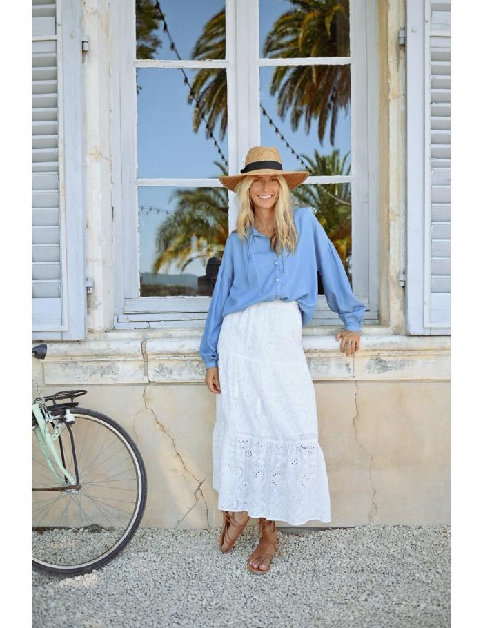 lili sidonio x molly bracken Longue jupe bohème ajourée WHITE