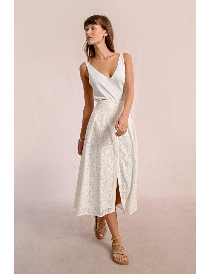Lili Sidonio X Molly Bracken Longue Jupe Boutonnée WHITE