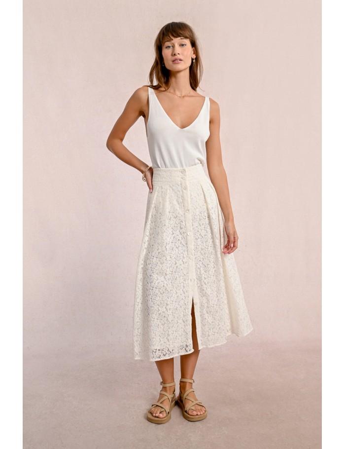 Lili Sidonio X Molly Bracken Longue Jupe Boutonnée WHITE