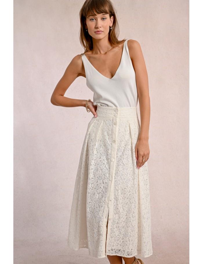 Lili Sidonio X Molly Bracken Longue Jupe Boutonnée WHITE