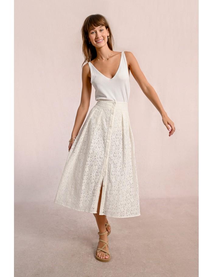 Lili Sidonio X Molly Bracken Longue Jupe Boutonnée WHITE