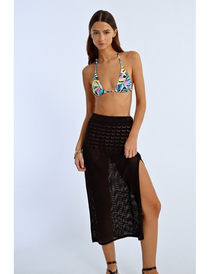 Lili Sidonio X Molly Bracken Longue Jupe En Maille Ajourée BLACK