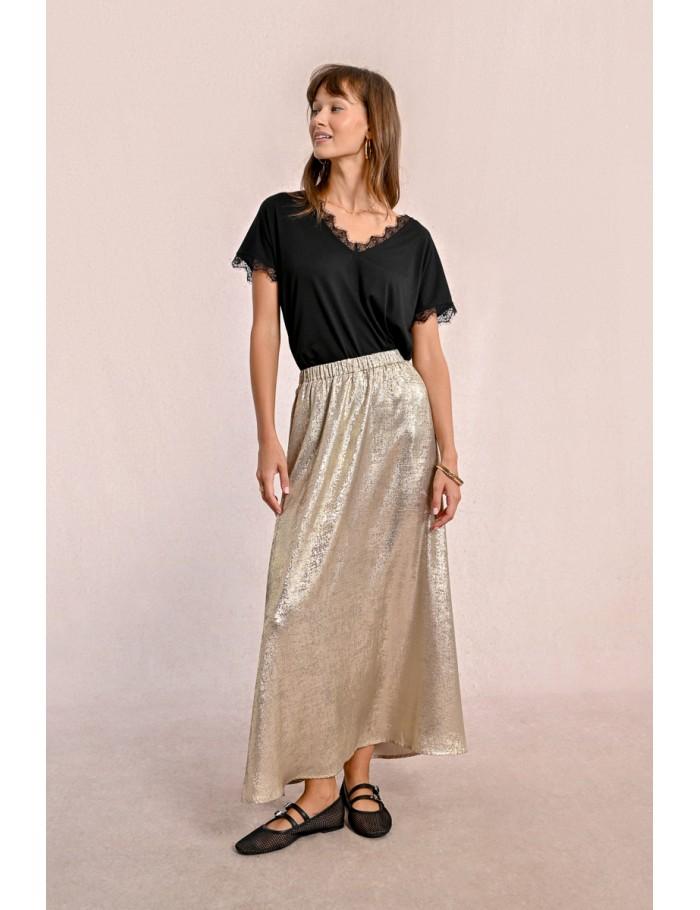 Lili Sidonio X Molly Bracken Longue Jupe Satinée OR