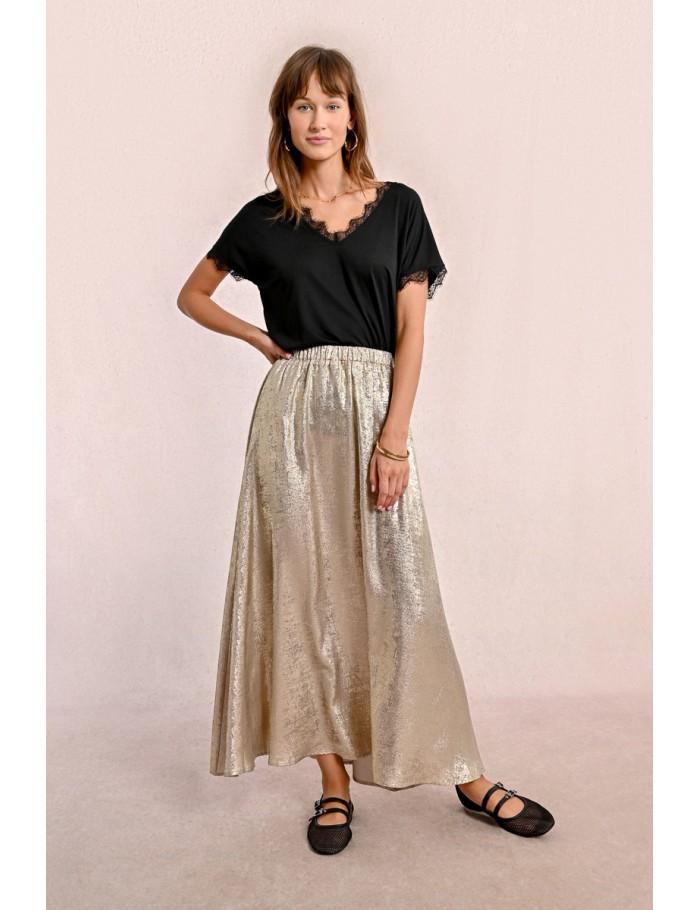 lili sidonio x molly bracken Longue jupe satinée OR