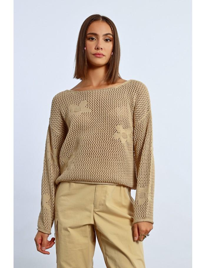 Lili Sidonio X Molly Bracken Maille En Crochet Fleurs BEIGE