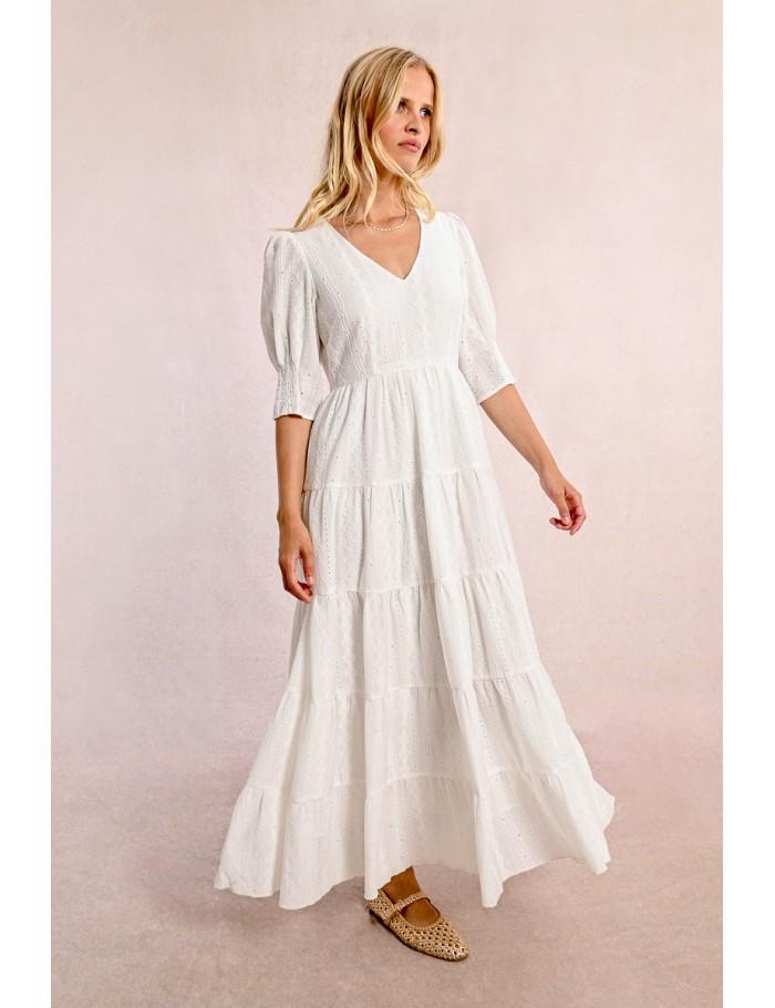 Lili Sidonio X Molly Bracken Maxi Robe à Volants ÉCRU
