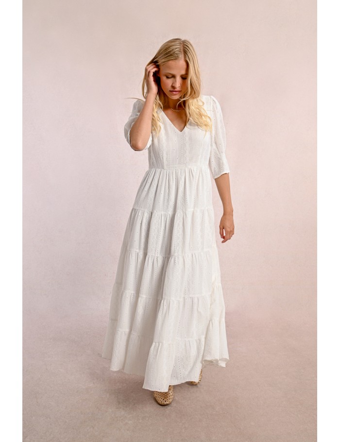 Lili Sidonio X Molly Bracken Maxi Robe à Volants ÉCRU