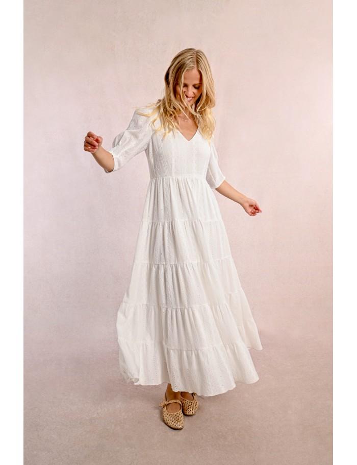 lili sidonio x molly bracken Maxi robe à volants ÉCRU