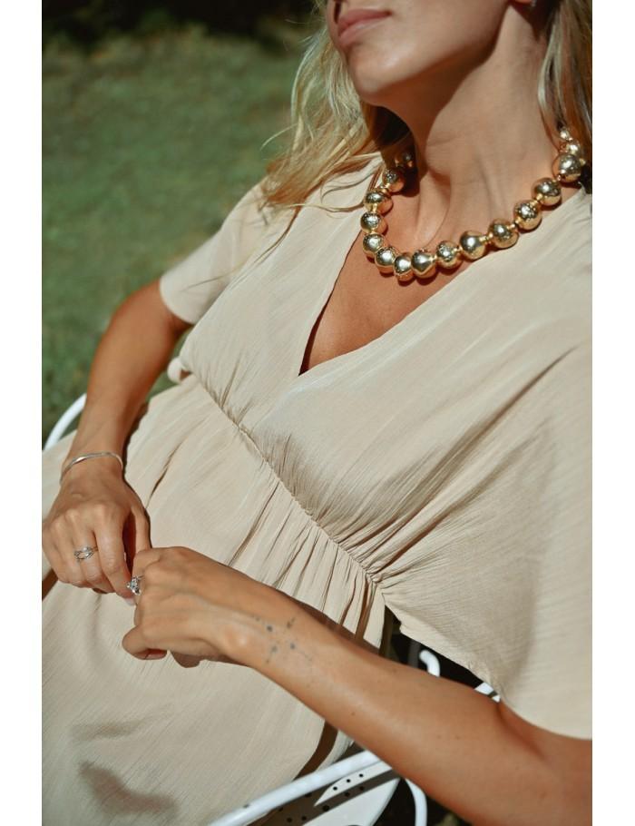 Lili Sidonio X Molly Bracken Maxi Robe Fluide BEIGE