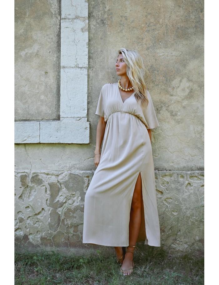 Lili Sidonio X Molly Bracken Maxi Robe Fluide BEIGE