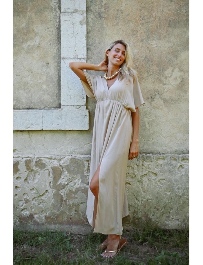 Lili Sidonio X Molly Bracken Maxi Robe Fluide BEIGE