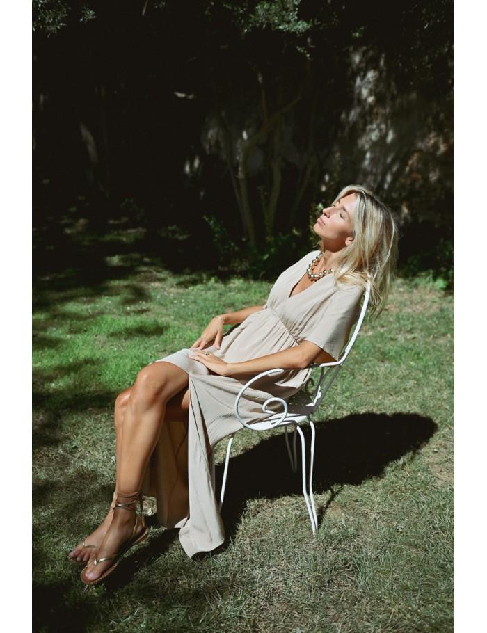 lili sidonio x molly bracken Maxi robe fluide BEIGE