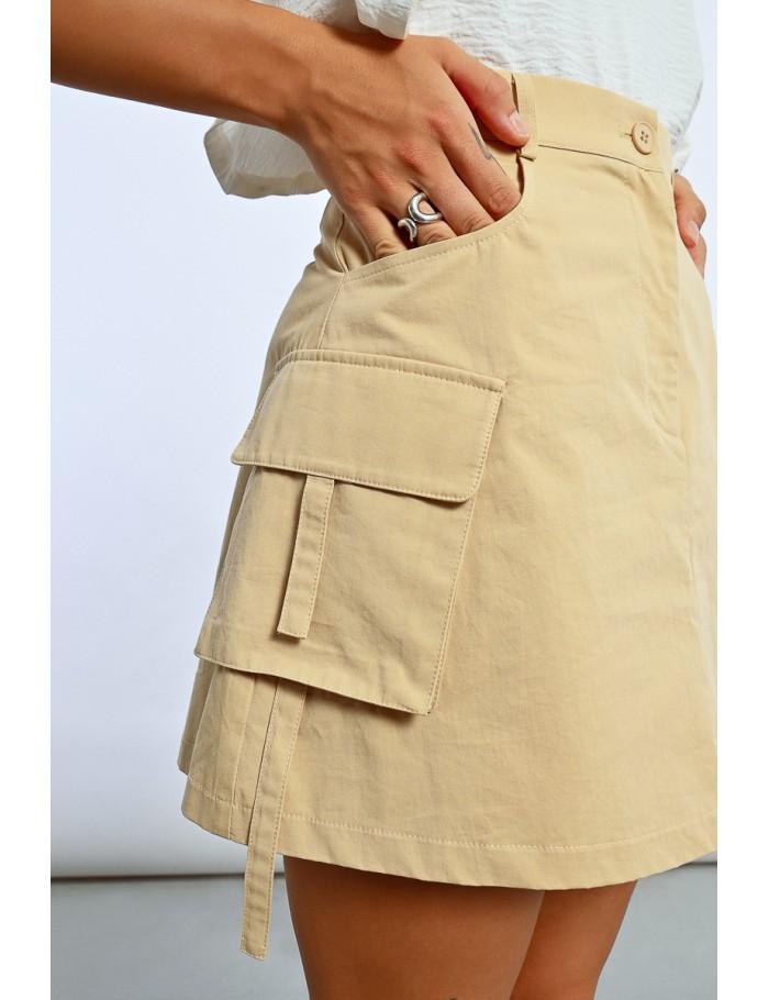 Lili Sidonio X Molly Bracken Mini Jupe Droite à Poches Cargo LIGHT BEIGE