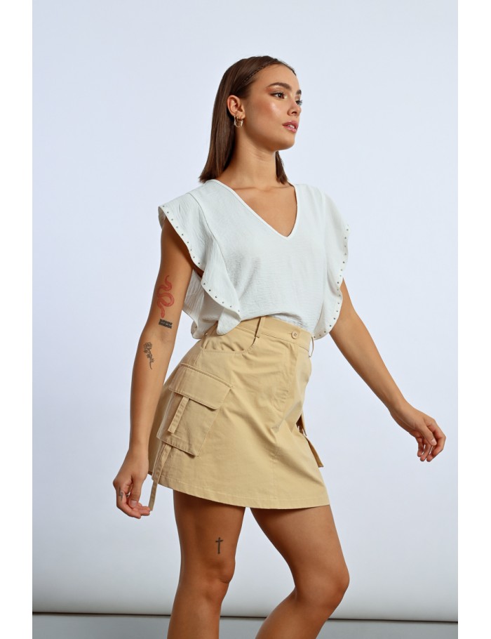 Lili Sidonio X Molly Bracken Mini Jupe Droite à Poches Cargo LIGHT BEIGE