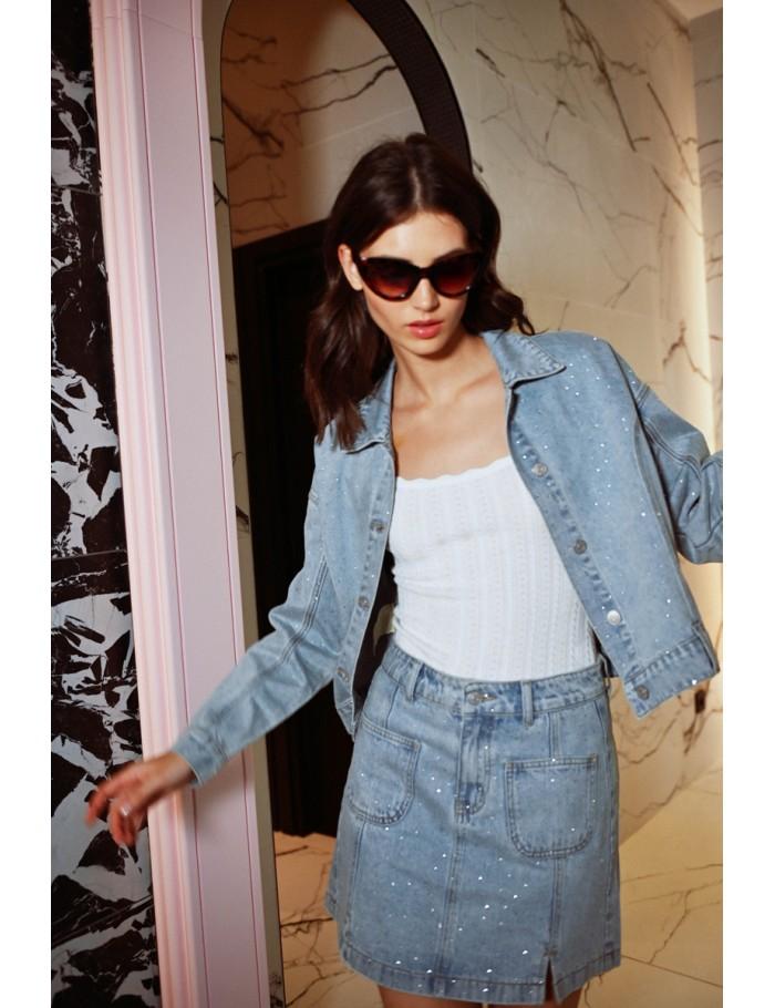 lili sidonio x molly bracken Mini jupe en denim LIGHT BLUE DENIM lili sidonio x molly bracken Mini jupe en denim LIGHT BLUE DENIM