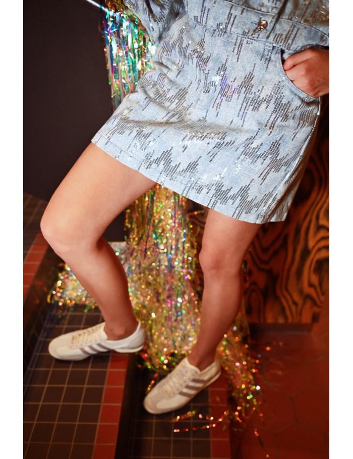 Lili Sidonio X Molly Bracken Mini Jupe En Jean Et Sequins LIGHT BLUE DENIM
