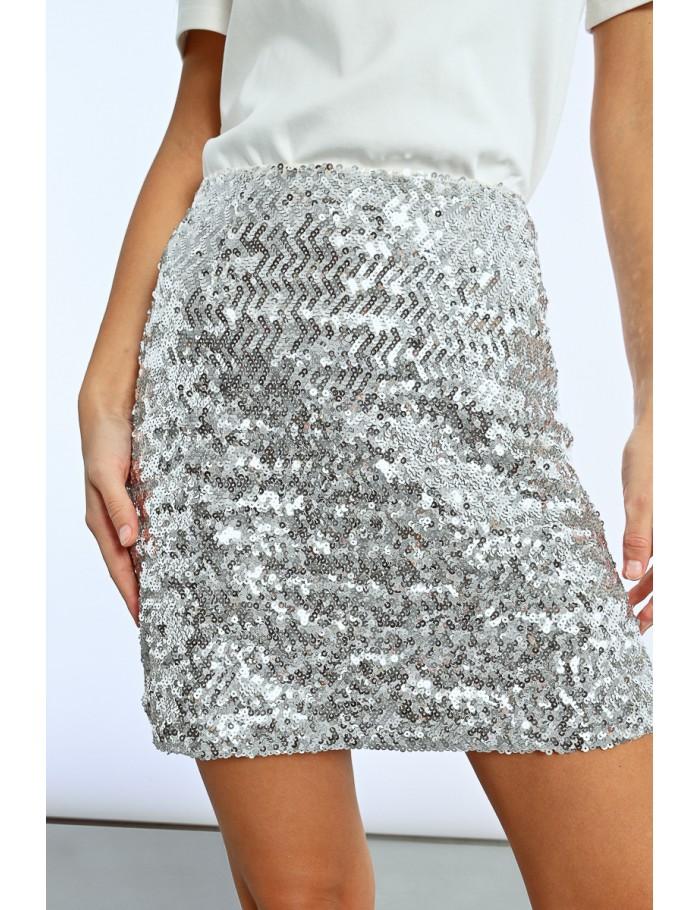 Lili Sidonio X Molly Bracken Mini Jupe Sequins ARGENT