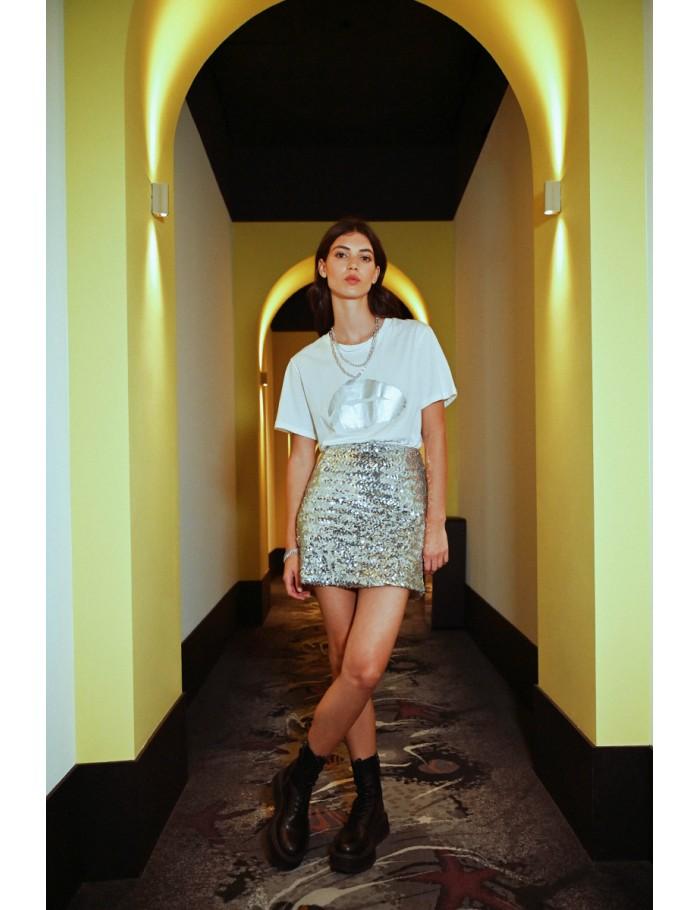lili sidonio x molly bracken Mini jupe sequins ARGENT