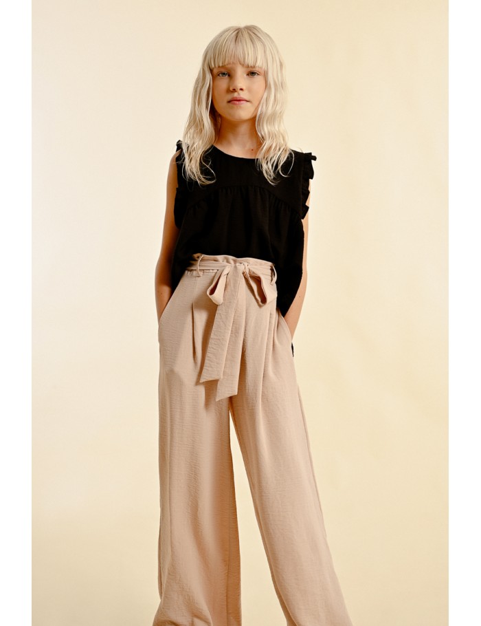 lili sidonio x molly bracken Pantalon à nœud BEIGE