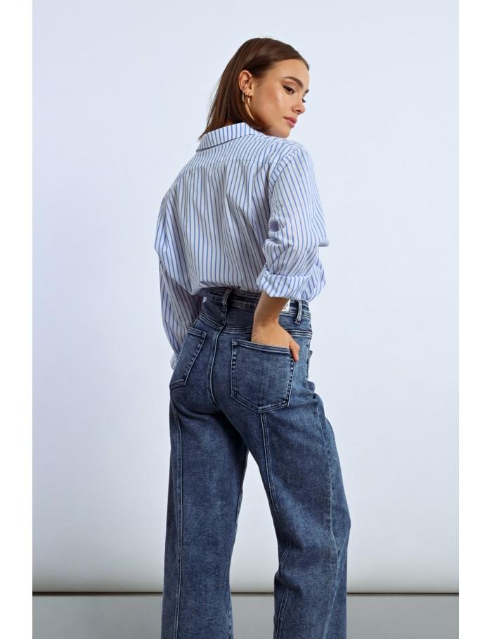 Lili Sidonio X Molly Bracken Pantalon Droit à Franges DENIM BLUE