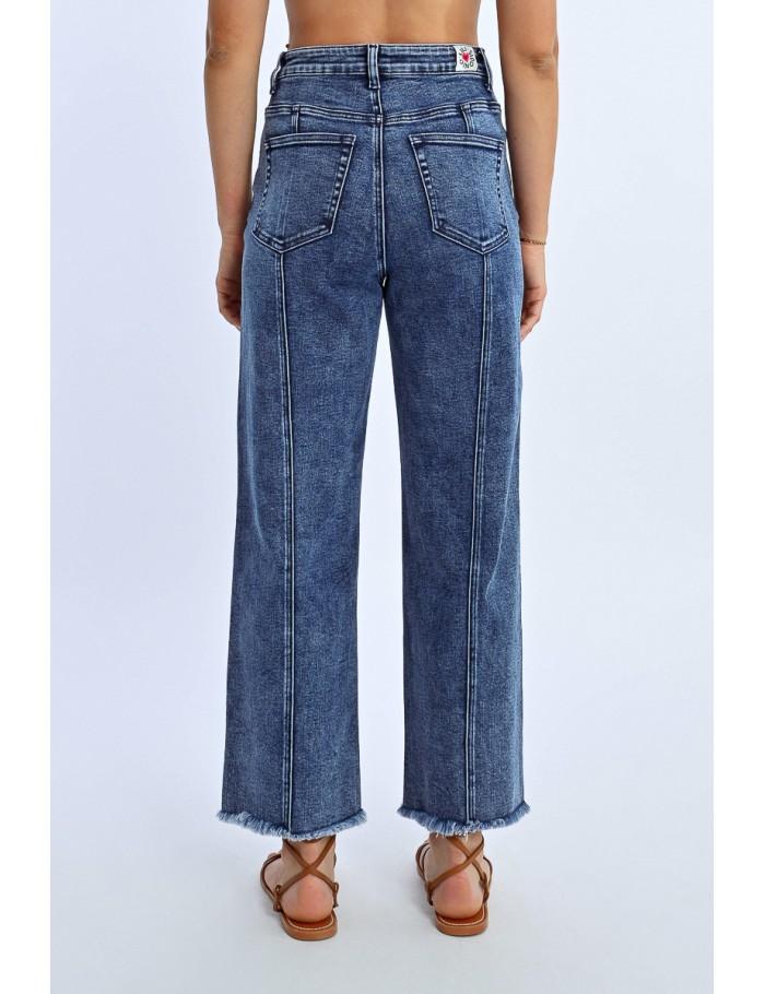 Lili Sidonio X Molly Bracken Pantalon Droit à Franges DENIM BLUE