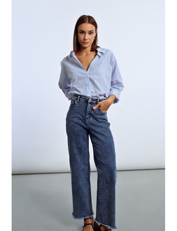 lili sidonio x molly bracken Pantalon droit à franges DENIM BLUE lili sidonio x molly bracken Pantalon droit à franges DENIM BLUE