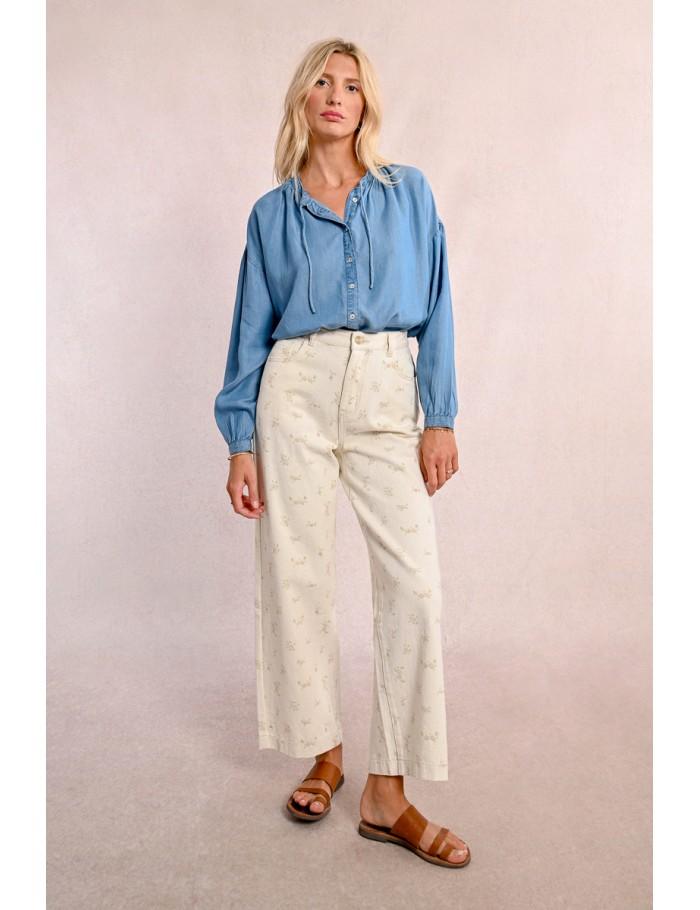 Lili Sidonio X Molly Bracken Pantalon Droit à Motif CRÈME