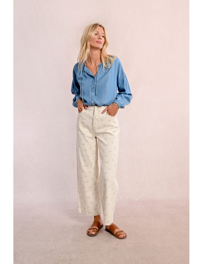 Lili Sidonio X Molly Bracken Pantalon Droit à Motif CRÈME
