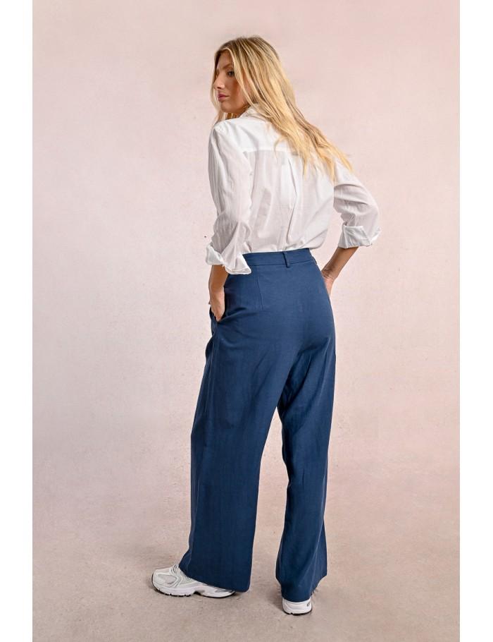 Lili Sidonio X Molly Bracken Pantalon Droit à Pinces NAVY BLUE