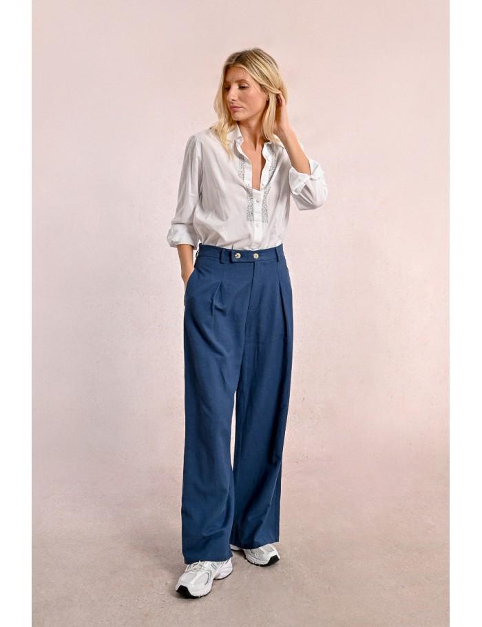 Lili Sidonio X Molly Bracken Pantalon Droit à Pinces NAVY BLUE
