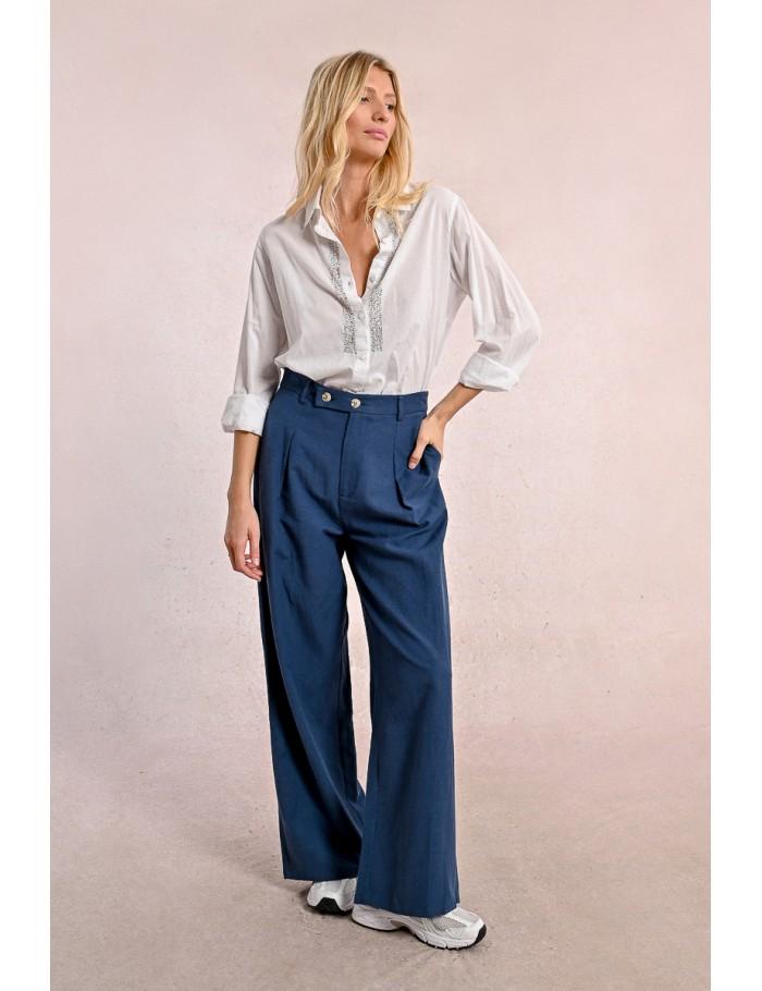 Lili Sidonio X Molly Bracken Pantalon Droit à Pinces NAVY BLUE