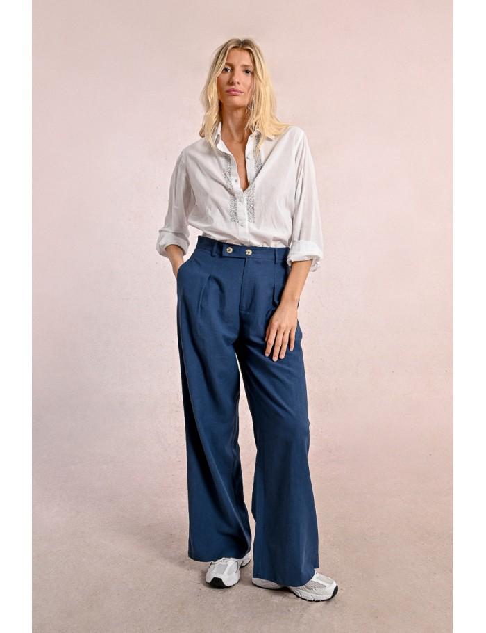 Lili Sidonio X Molly Bracken Pantalon Droit à Pinces NAVY BLUE